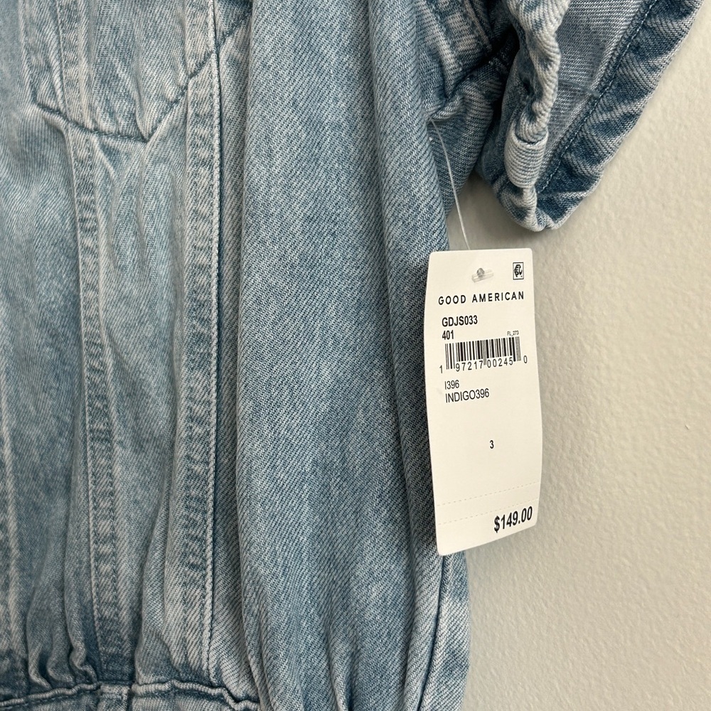 Good American Light Blue Denim Romper Jumpsuit - Picture 6 of 10